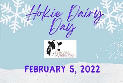 2022 Hokie Dairy Day page image-snowflakes, Dairy Club at Virginia Tech logo, February 5, 2022.