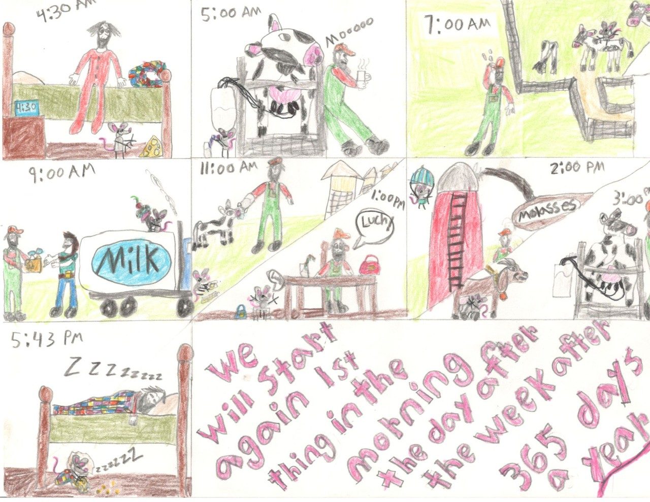 2023 June Dairy Month Poster Contest. Around the Dairy in 7 Days. Schylar Zollman, Botetourt County, Intermediate Division. Second Place.