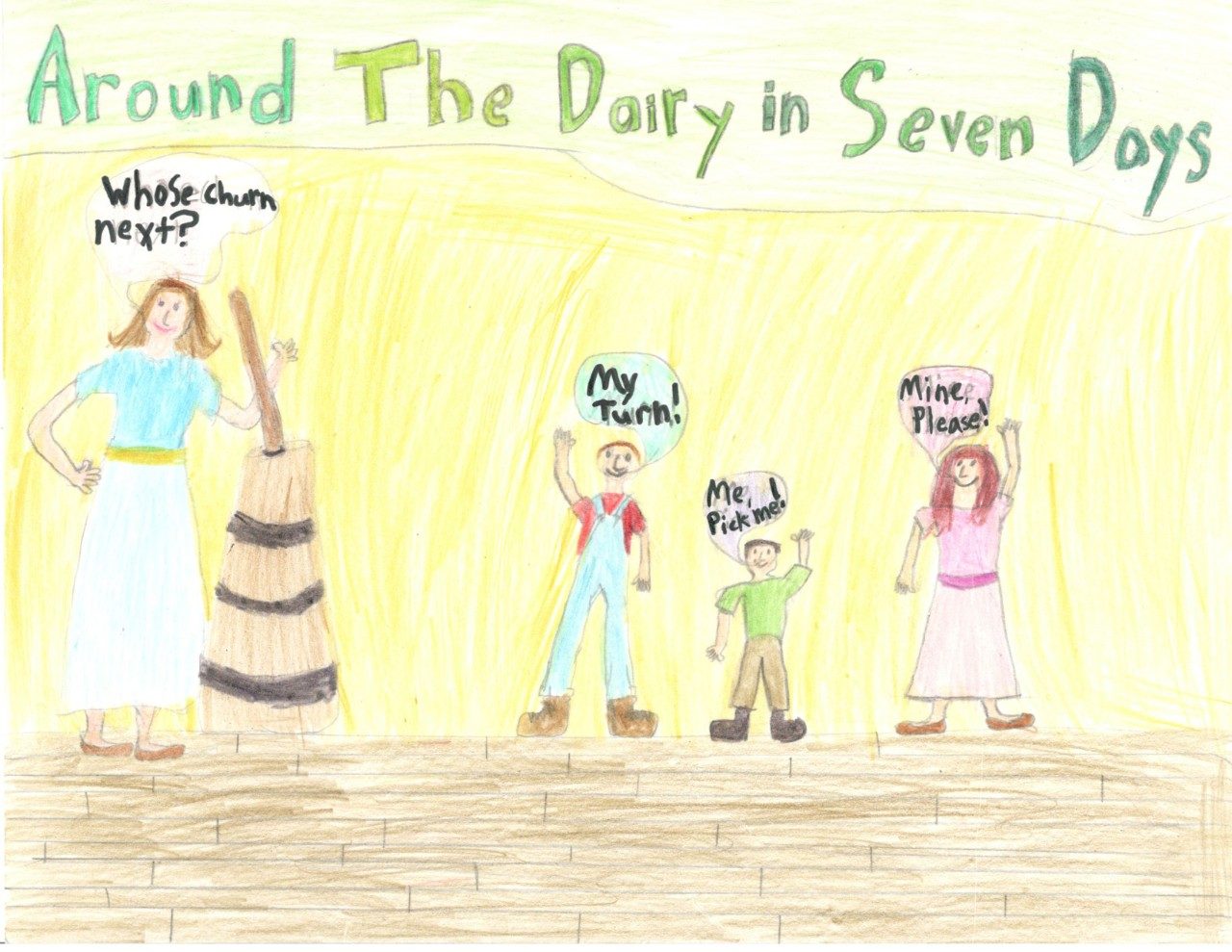 2023 June Dairy Month Poster Contest. Around the Dairy in 7 Days. Lucy Longtin, Henrico County, Junior Division. Second Place.